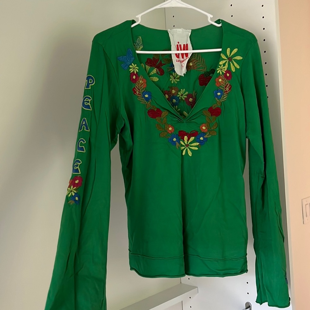 Embroidered long sleeve top